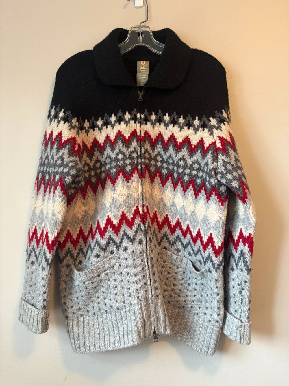 Hudson's Bay Olympic Team Canada Lambswool Cardigan Sweater Fair Isle Large L